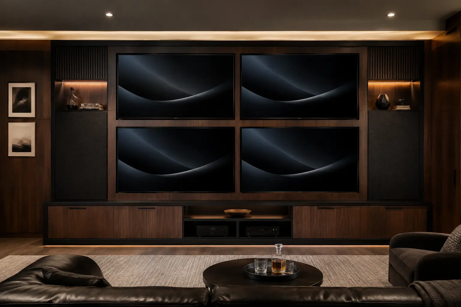Commercial display wall with multiple screens