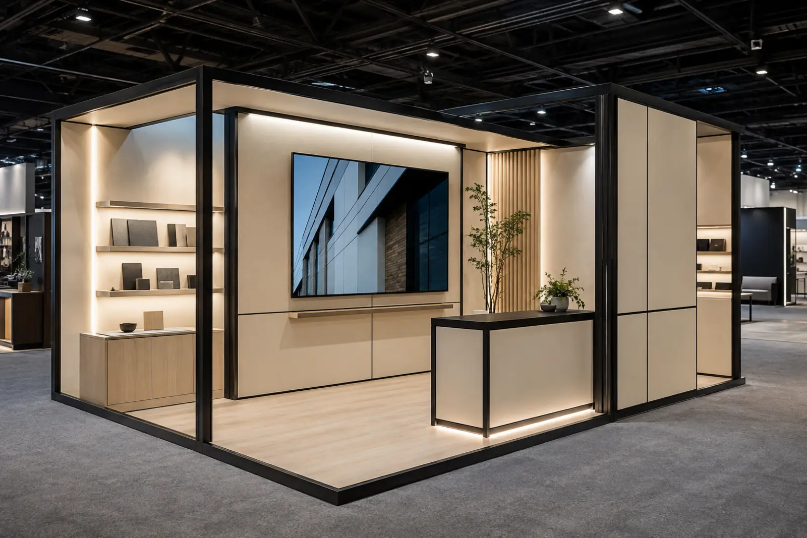 Corner trade show booth